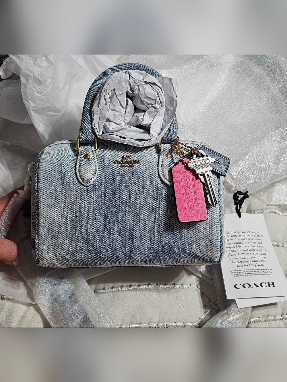 SOLD On Another Site - Coach In Loved Denim Mini Rowan Satchel NWT